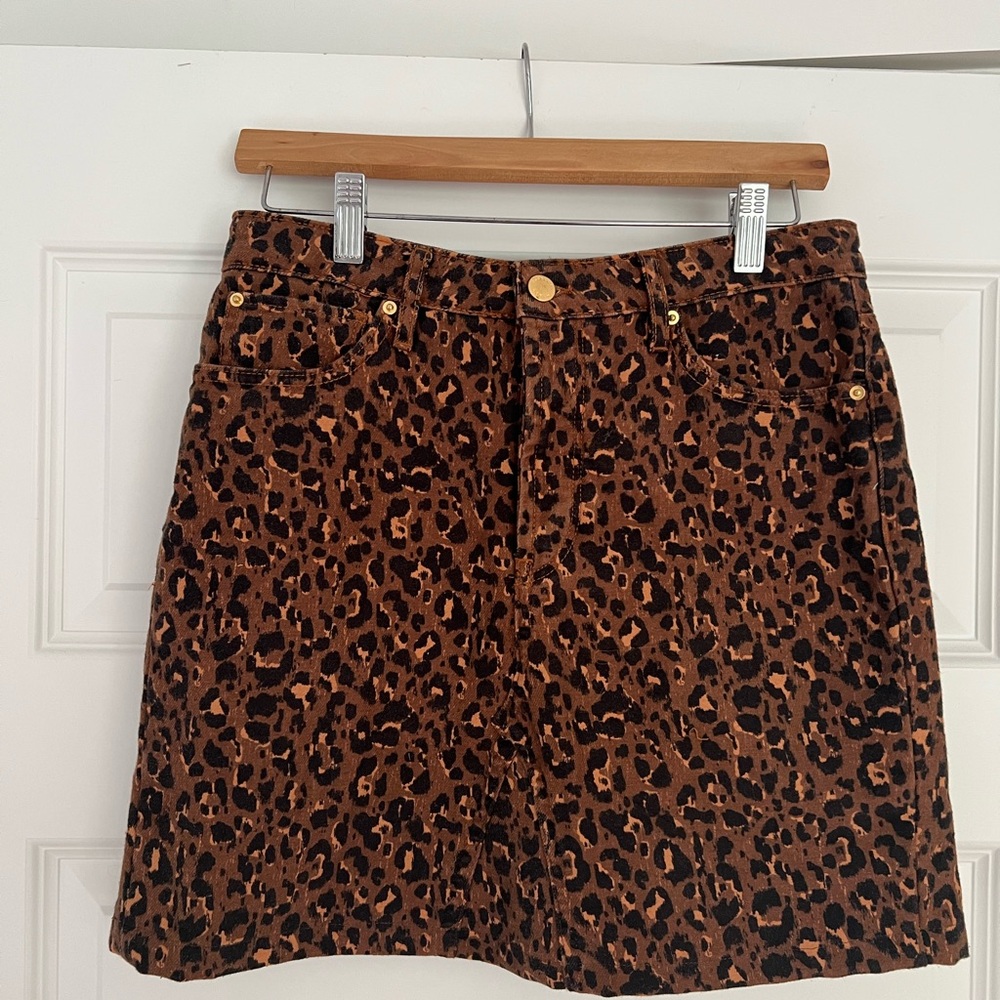 Sezane Animal Print Skirt 100% cotton size 27